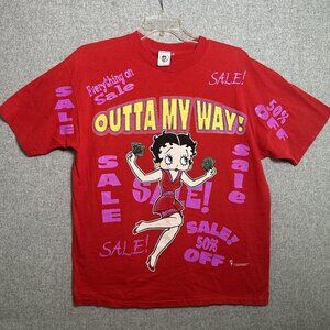 Vintage XL Betty‎ Boop T-Shirt Tee Short Sleeve Outta My Way Sale Red 1999 Money